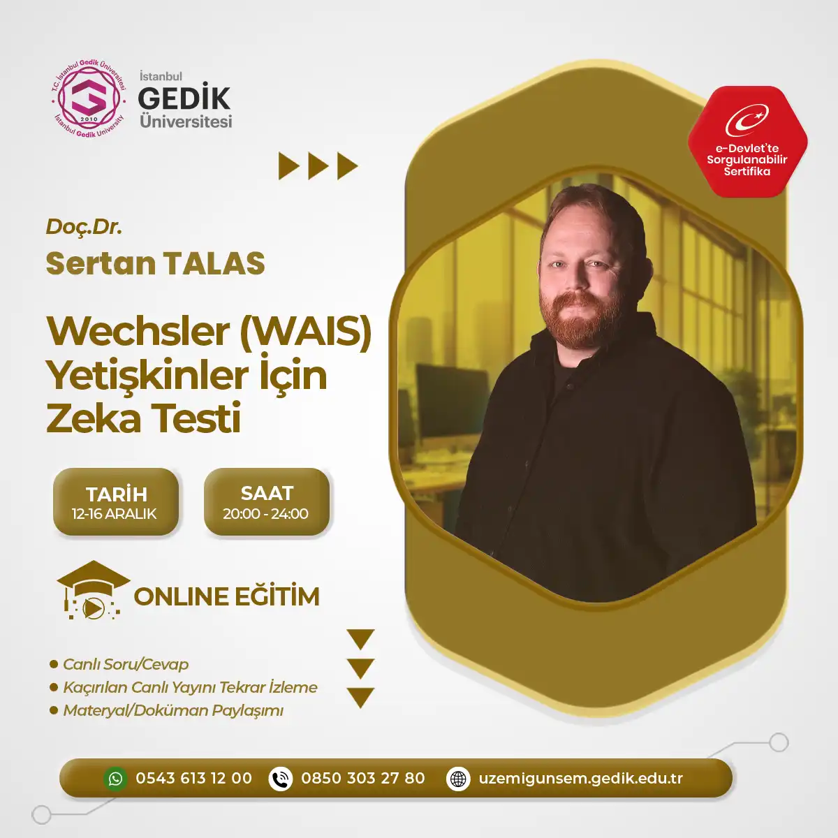 Wechsler (WAIS) Yetişkinler İçin Zeka Testi (CANLI) 